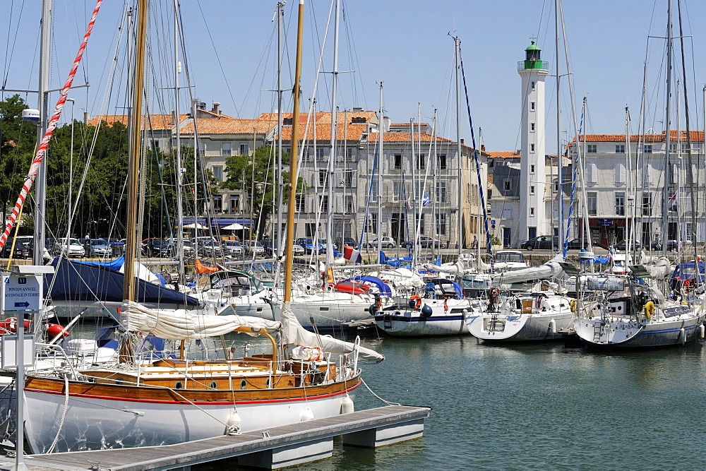 General view of the Yacht basin and lighthouse, La Rochelle, Charente-Maritime, France, Europe