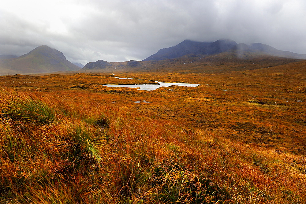 Desolate moorland near Sligachan, Isle of Skye, Inner Hebrides, Scotland, United Kingdom, Europe