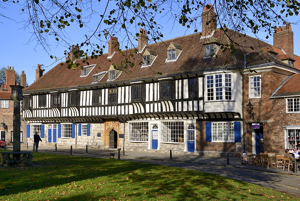 Medieval half-timbered buildings of St. William's College, College Street, York, Yorkshire, England, United Kingdom, Europe