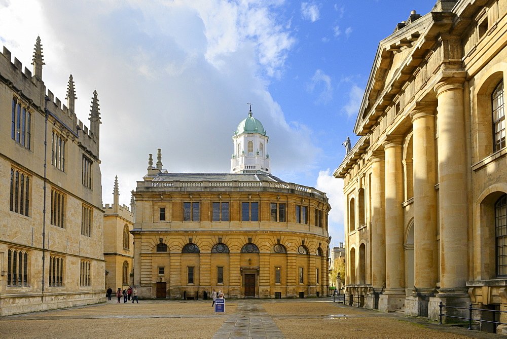 The Clarendon Building, Bodleian Library and Sheldonian Theatre, Oxford, Oxfordshire, England, United Kingdom, Europe