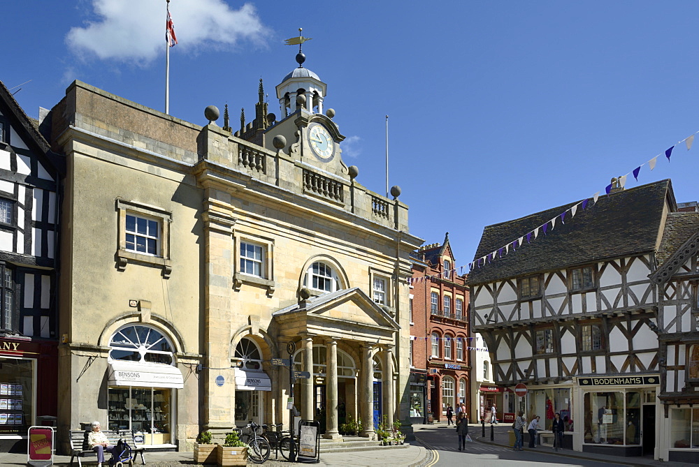 The Butter Cross, built in 1744, formerly the town's buttermarket, Broad Street, Ludlow, Shropshire, England, United Kingdom. Europe