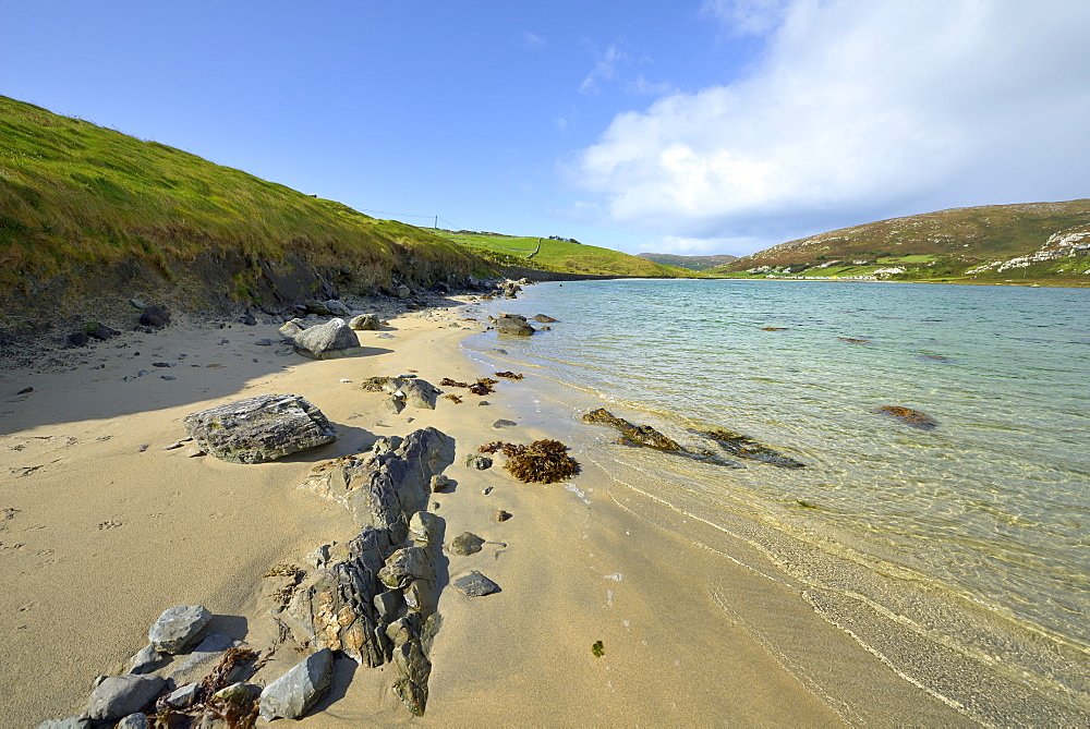 Sandy cove near Crookhaven, Wild Atlantic Way, Mizen Peninsula, County Cork, Munster, Republic of Ireland, Europe