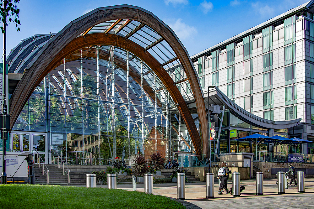 The Winter Garden, which is one of the largest temperate glasshouses to be built in the UK, and the largest urban glasshouse anywhere in Europe, Surrey Street, Heart of the City Quarter,