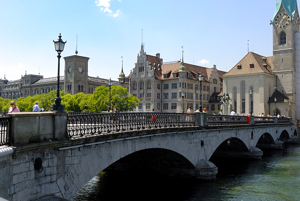 Munster bridge over River Limmat, Zurich, Switzerland, Europe