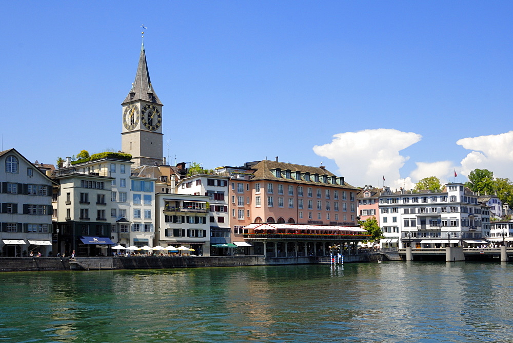 Riverside view of the old town, Zurich, Switzerland, Europe