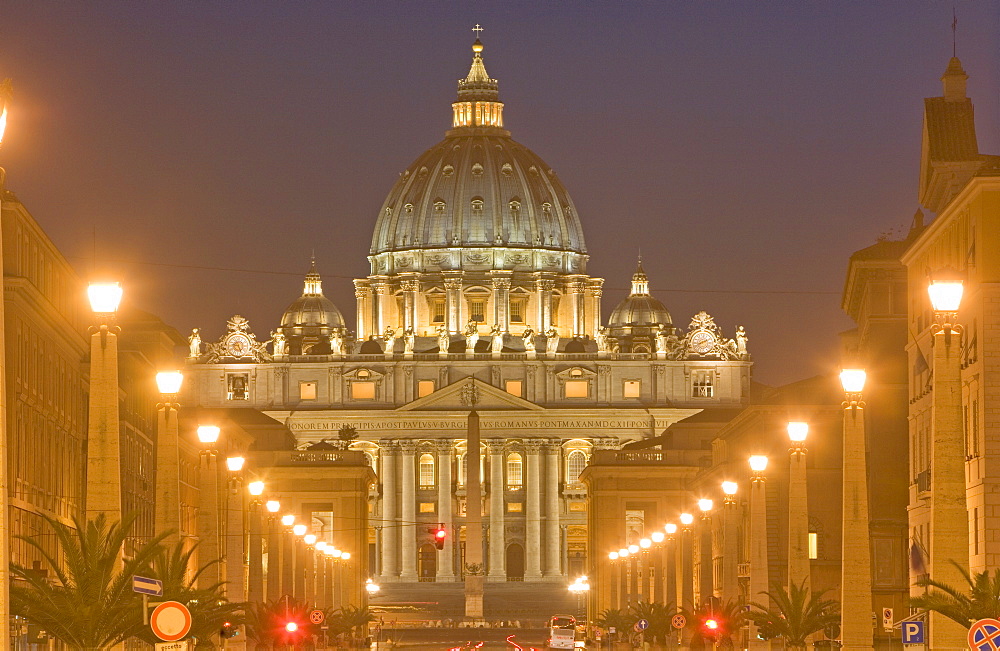 St. Peter's Basilica and Conciliazione Street, Rome, Lazio, Italy, Europe