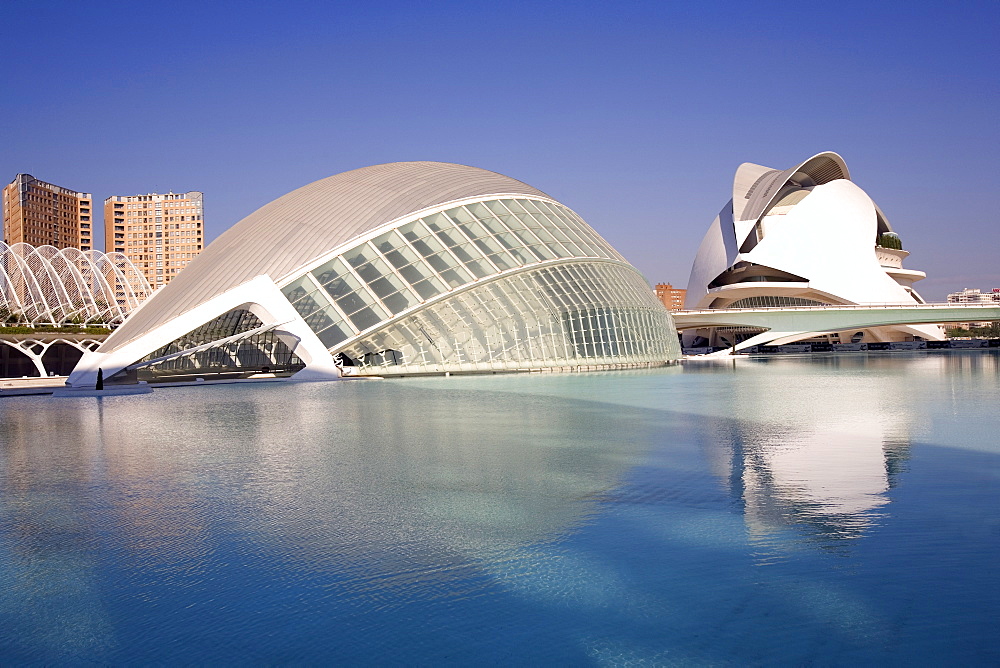 L'Hemisferic and Reina Sofia Arts Palace, City of Arts and Sciences, Valencia, Spain, Europe