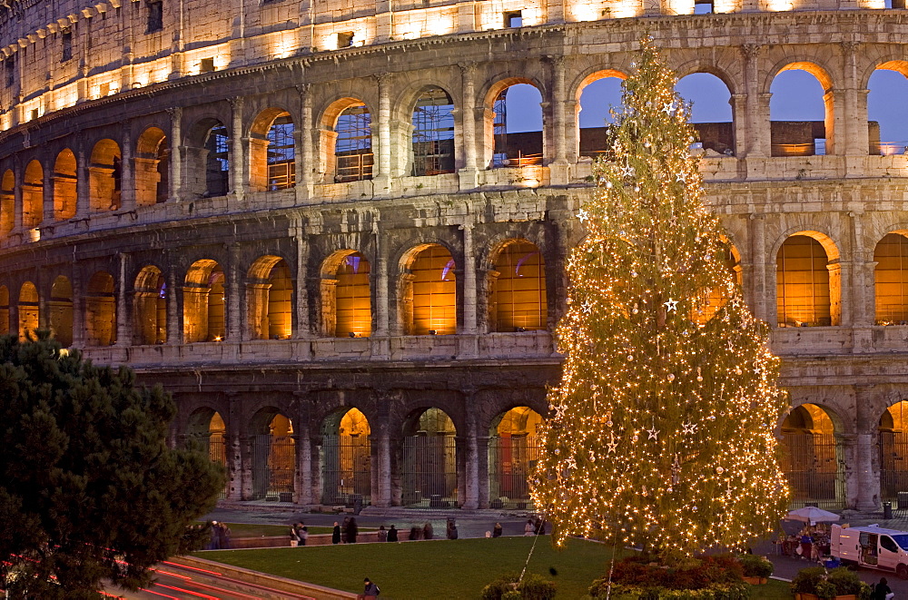 Colosseum at Christmas time, Rome, Lazio, Italy, Europe