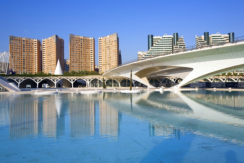 Puente Monteolivete (Monteolivete Bridge) over former River Turia, Ciudad de las Artes y las Ciencias (City of Arts and Sciences), Valencia, Spain