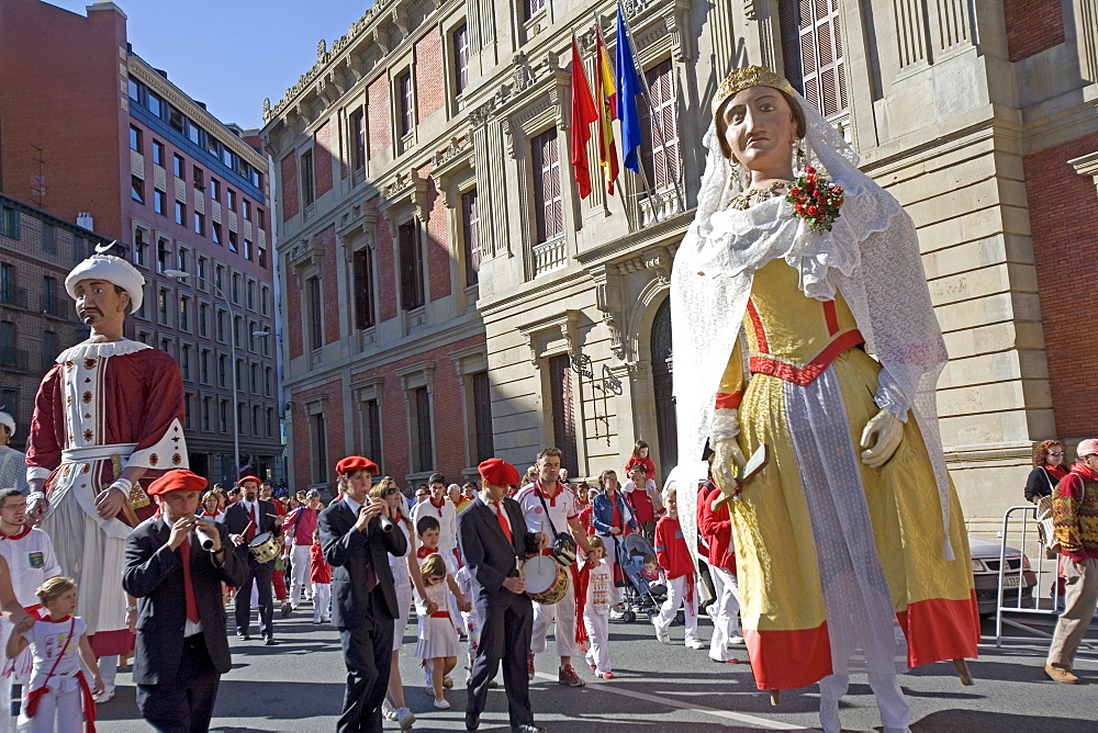 Big heads for children (Cabezones), San Fermin festival, Pamplona, Navarra, Euskadi, Spain, Europe