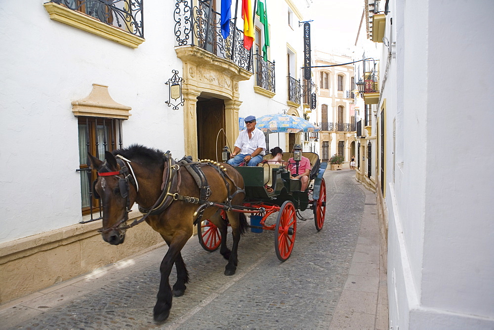 Horse drawn carriage, Ronda, one of the white villages, Malaga province, Andalucia, Spain, Europe