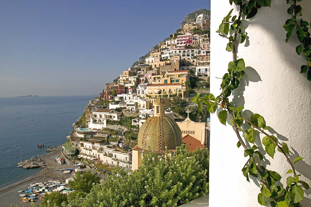 Positano, view from Hotel Sirenuse, Amalfi coast, UNESCO World Heritage Site, Campania, Italy, Europe