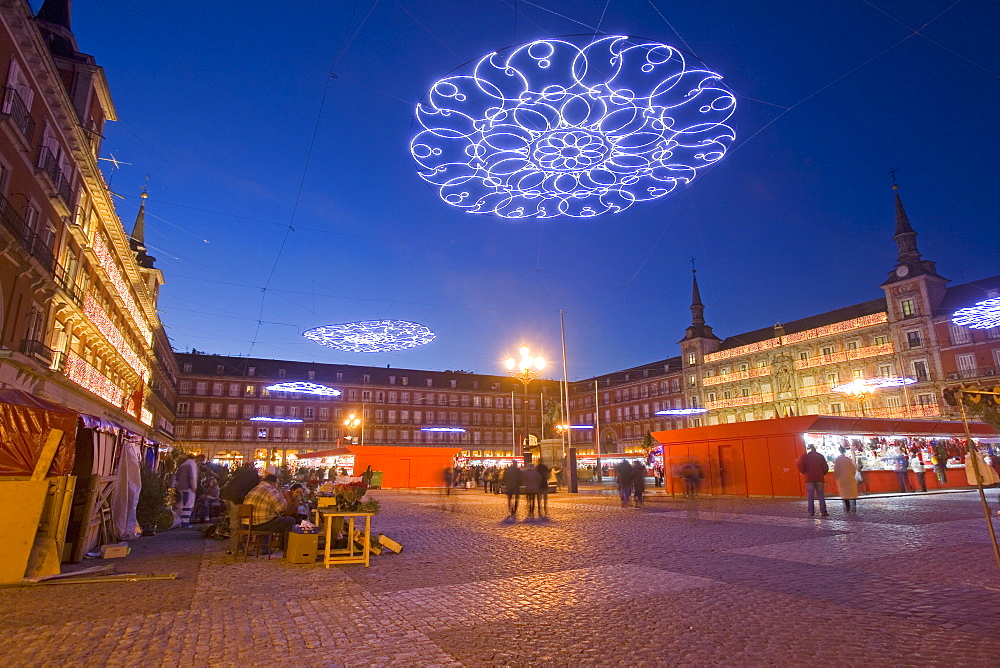 Plaza Mayor at Christmas time, Madrid, Spain, Europe