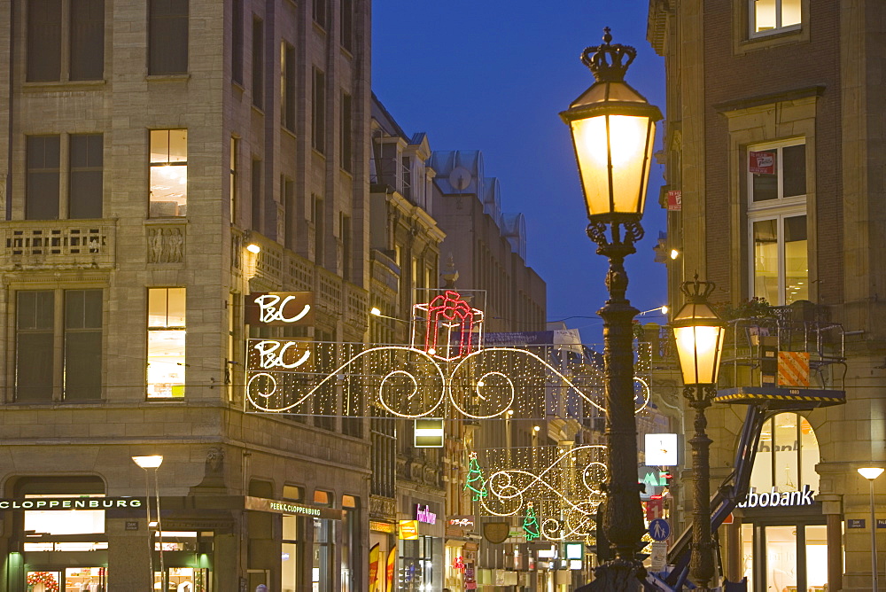 Christmas in Dam Square and Kalvestraat, Amsterdam, Netherlands, Europe