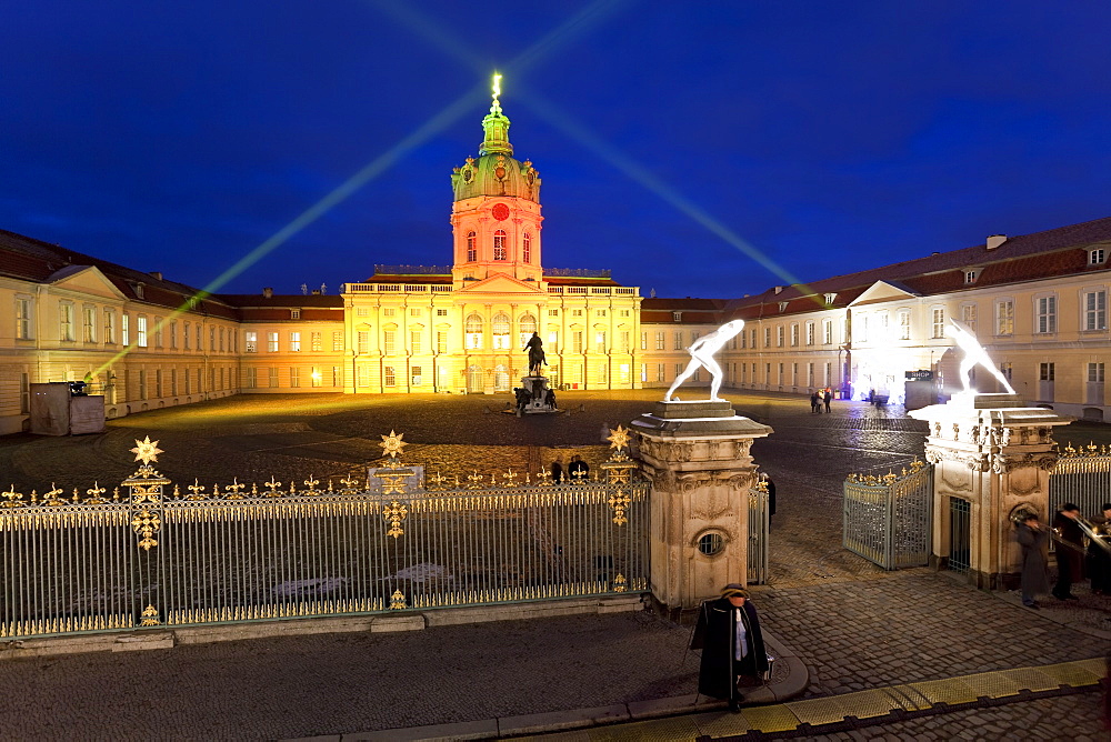 Schloss Charlottenburg (Charlottenburg Castle), illuminated at night, Charlottenburg, Berlin, Germany, Europe