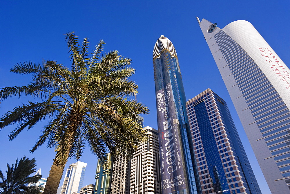 New architecture along Sheikh Zayed Road, Dubai, United Arab Emirates, Middle East