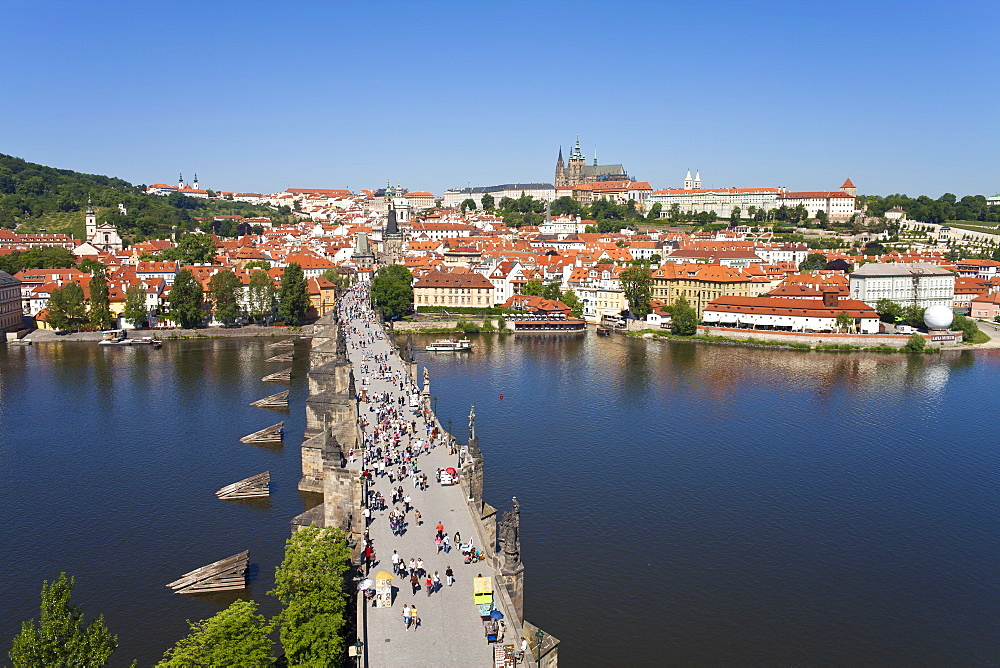 St. Vitus Cathedral, Charles Bridge, River Vltava and the Castle District, UNESCO World Heritage Site, Prague, Czech Republic, Europe