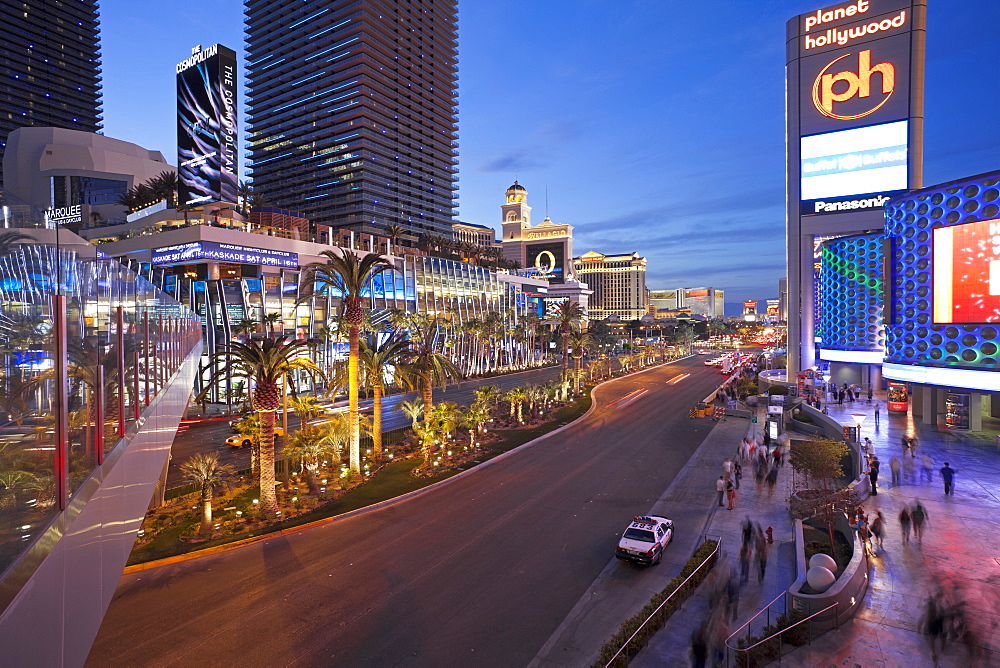 Hotels and casinos along the Strip, Las Vegas, Nevada, United States of America, North America