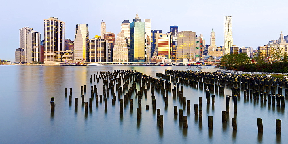 Morning view of the skyscrapers of Manhattan from the Brooklyn Heights neighborhood, New York City, New York, United States of America, North America