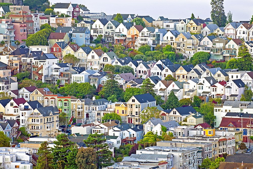 Typical Victorian houses in San Francisco, California, United States of America, North America