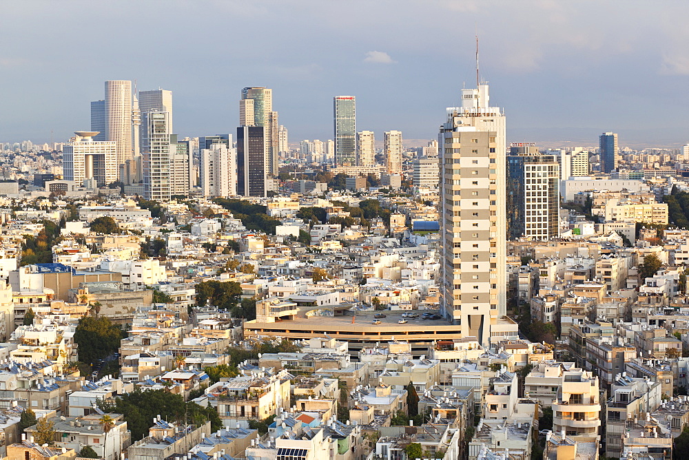 Elevated city view towards the commercial and business centre, Tel Aviv, Israel, Middle East