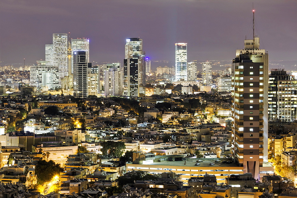 Elevated city view towards the commercial and business centre, Tel Aviv, Israel, Middle East