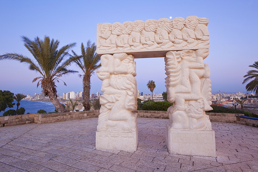 Sculpture depicting the fall of Jericho, Isaac's sacrifice and Jacob's dream, HaPisgah Gardens, Tel Aviv, Israel, Middle East