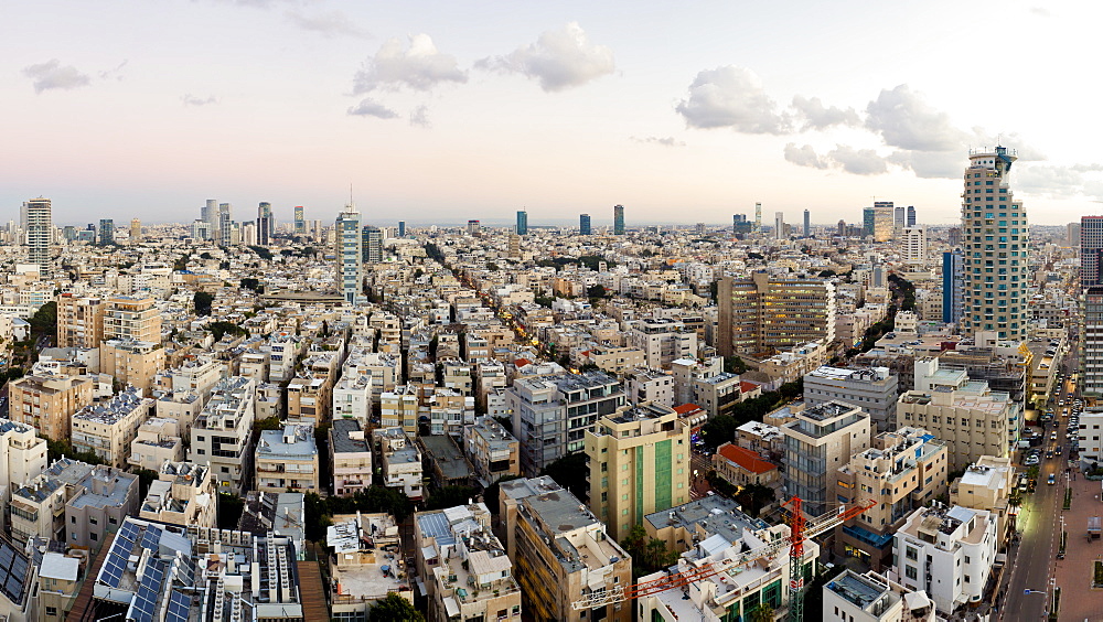 Elevated city view towards the commercial and business centre, Tel Aviv, Israel, Middle East