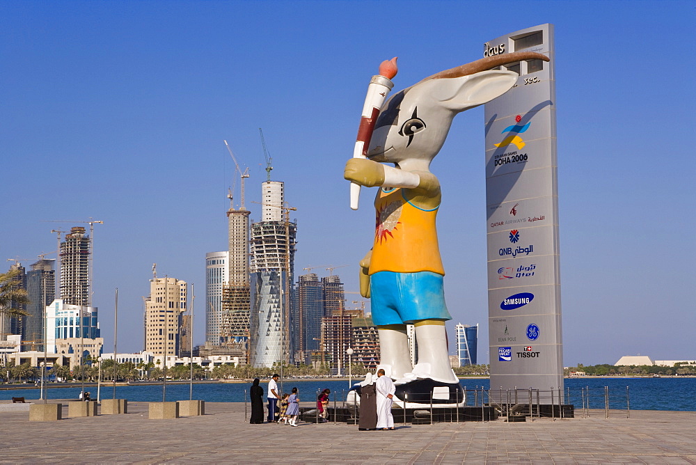 Ory the Oryx on the Doha Corniche, Ory was the mascot of the 15th Asian Games held in Doha in December 2006, Doha, Qatar, Middle East