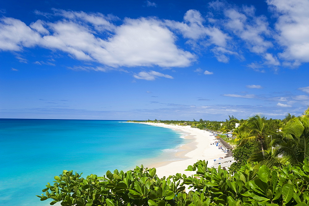 Elevated view of Baie Longue (Long Bay) Beach, St. Martin, Leeward Islands, West Indies, Caribbean, Central America