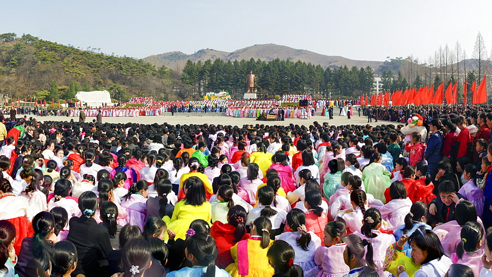 Celebrations on the 100th anniversary of the birth of President Kim Il Sung on April 15th 2012, in Pyongshong, a satellite city outside Pyongyang, Democratic People's Republic of Korea (DPRK), North Korea, Asia