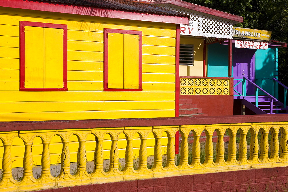 Colourful painted houses in St. John's, Antigua, Leeward Islands, West Indies, Caribbean, Central America