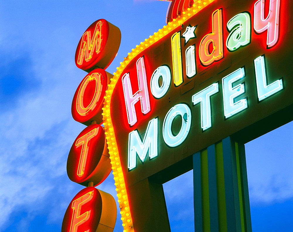 Motel sign, The Strip, Las Vegas, Nevada, United States of America, North America