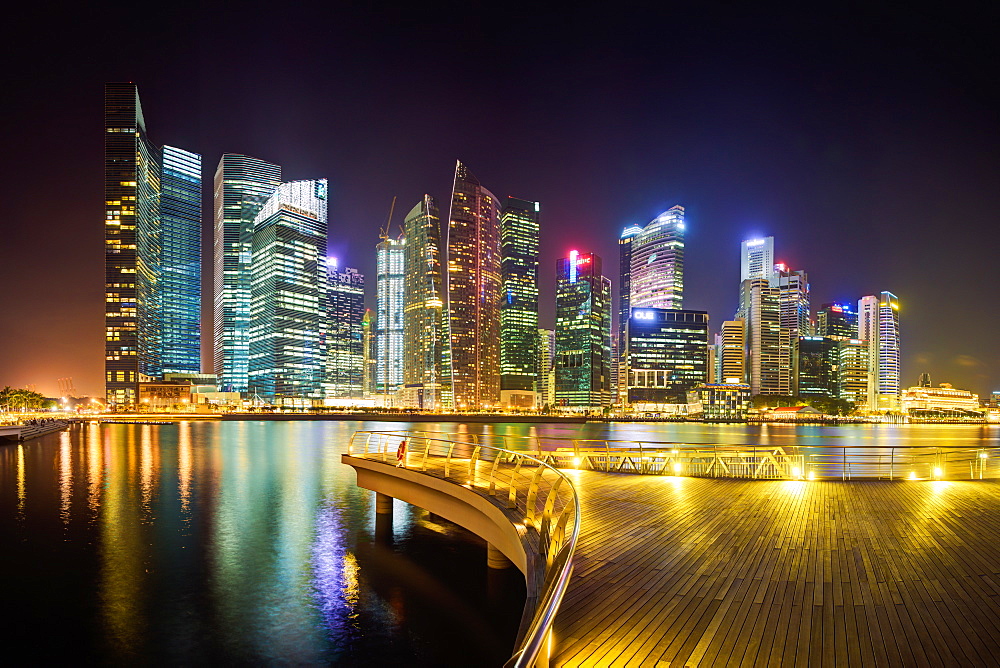 City skyline at night, Marina Bay, Singapore, Southeast Asia, Asia 