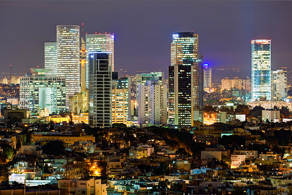 Elevated city view towards the commercial and business centre, Tel Aviv, Israel, Middle East 