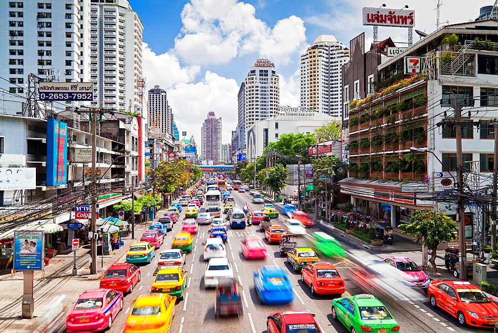 Traffic congestion in Central Bangkok, Thailand, Southeast Asia, Asia