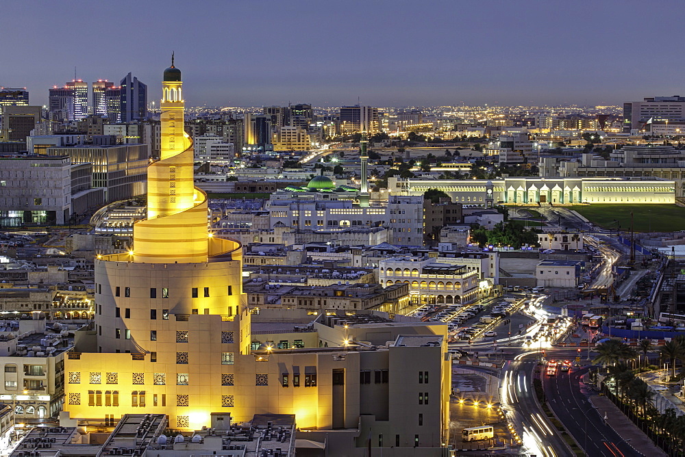 The spiral mosque of the Kassem Darwish Fakhroo Islamic Centre in Doha, Qatar, Middle East