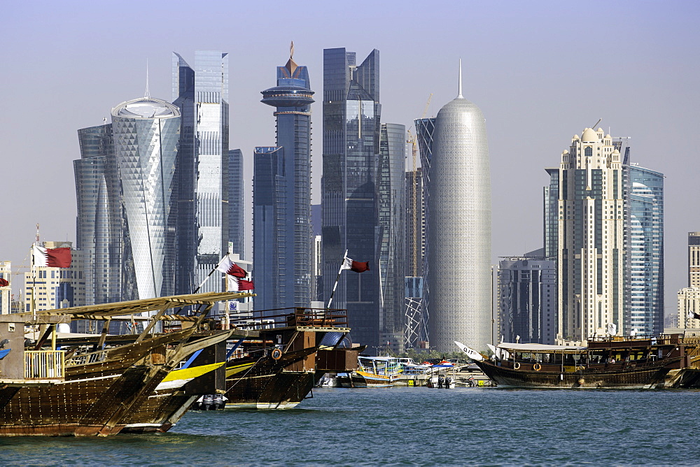 New skyline of the West Bay central financial district of Doha, Qatar, Middle East