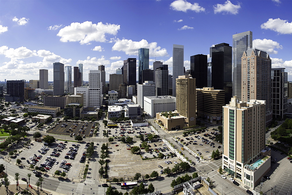 Downtown city skyline, Houston, Texas, United States of America, North America