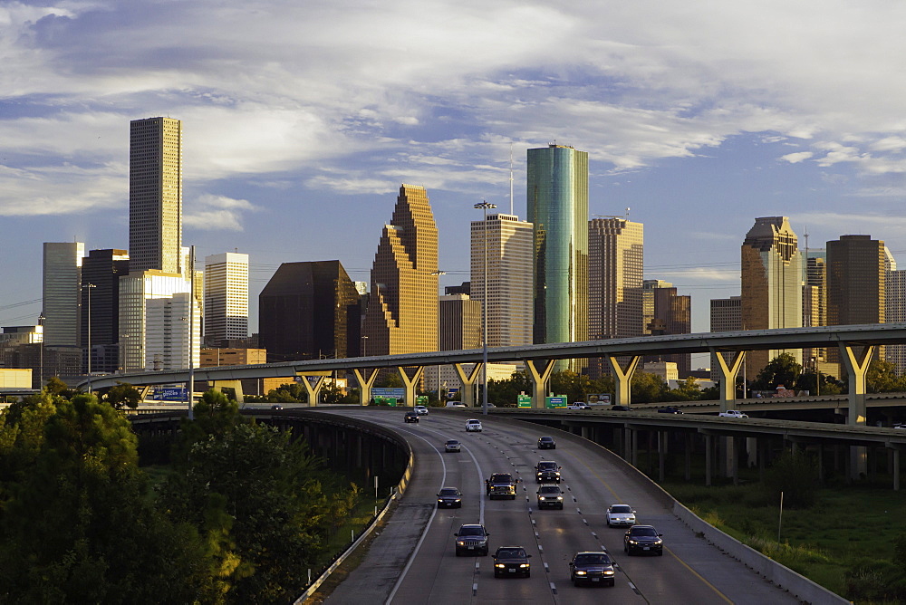 City skyline and Interstate, Houston, Texas, United States of America, North America