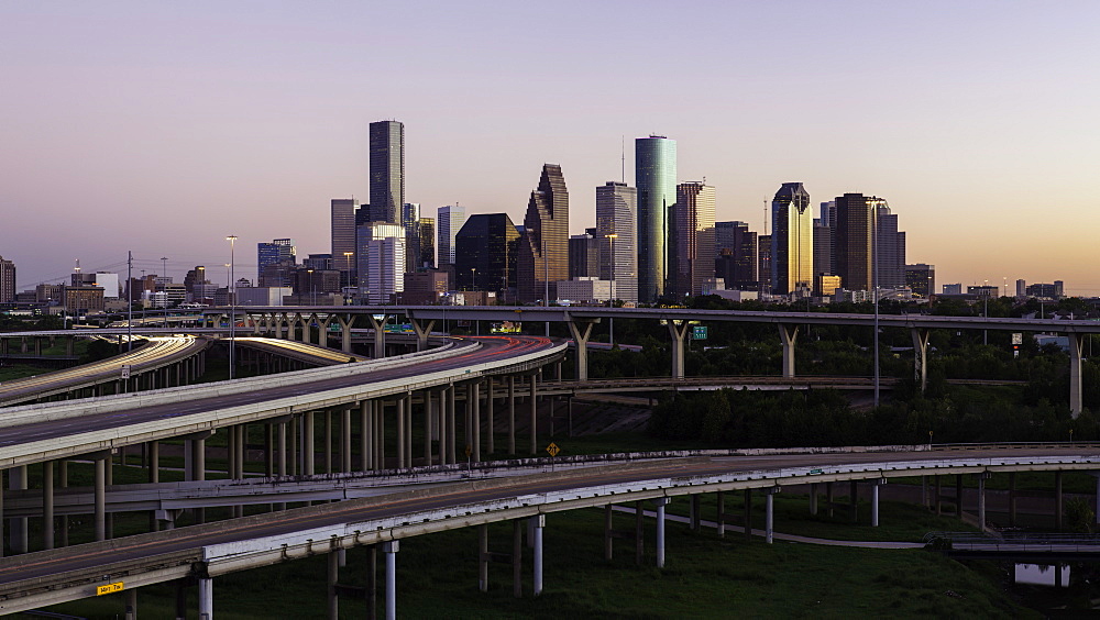 City skyline and Interstate, Houston, Texas, United States of America, North America