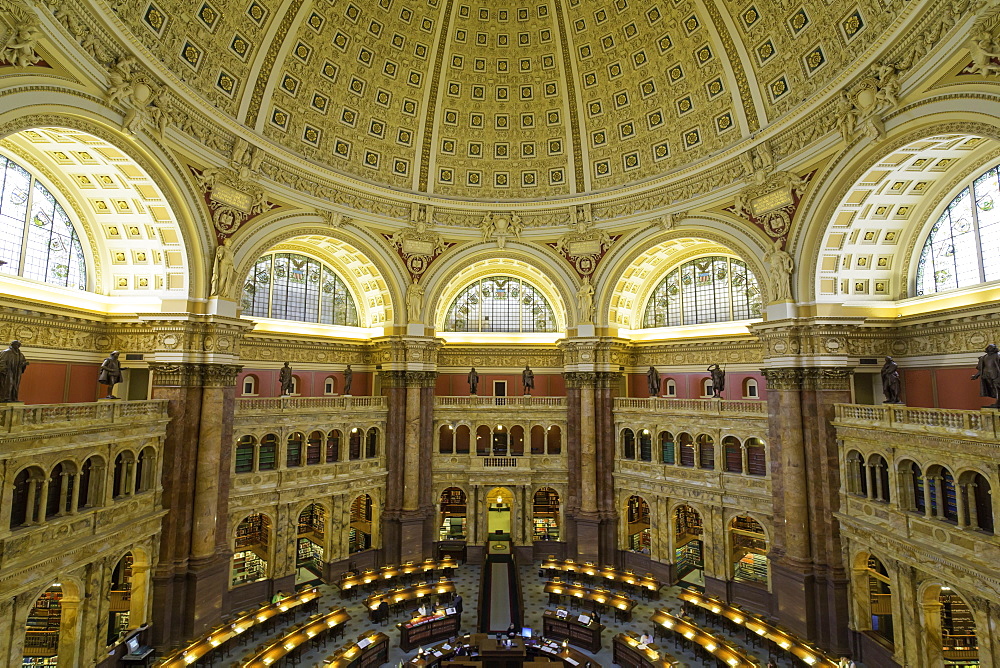 The Great Hall in the Thomas Jefferson Building, Library of Congress, Washington DC, United States of America, North America