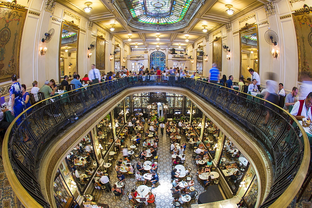 Confeitaria Colombo, Art Nouveau architecture inside the traditional confectioner and restaurant in downtown Rio de Janeiro, Brazil, South America