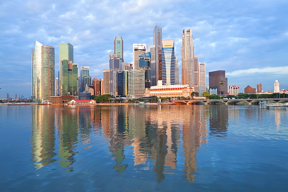 Skyline and Financial district at dawn, Singapore, Southeast Asia, Asia