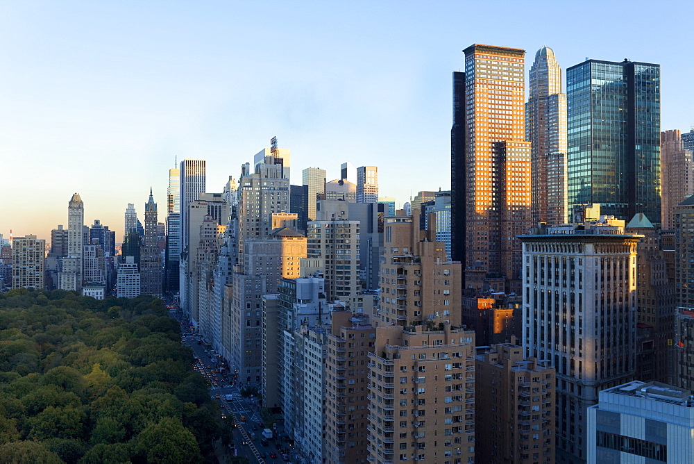 Buildings along South Central Park in Uptown Manhattan, New York City, New York, United States of America, North America