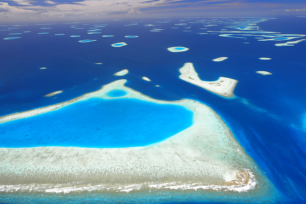 Aerial view of North Male Atoll, Maldives, Indian Ocean, Asia