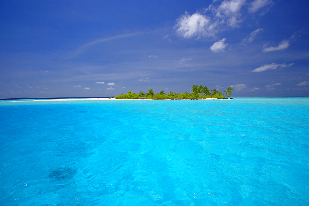 Tropical island surrounded by lagoon, Maldives, Indian Ocean, Asia