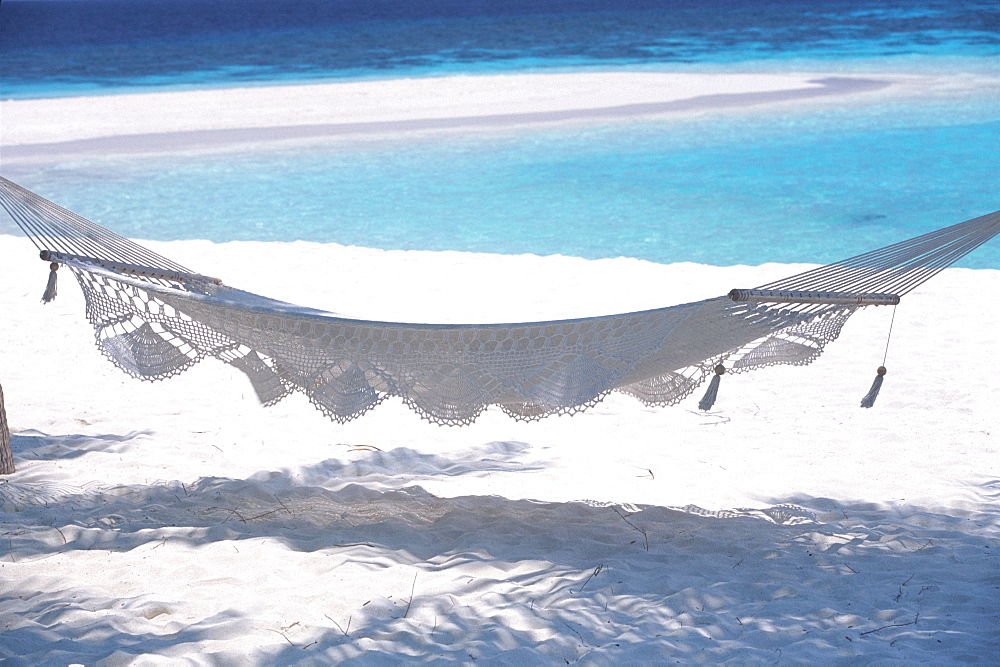 Hammock on the beach, Maldives, Indian Ocean, Asia