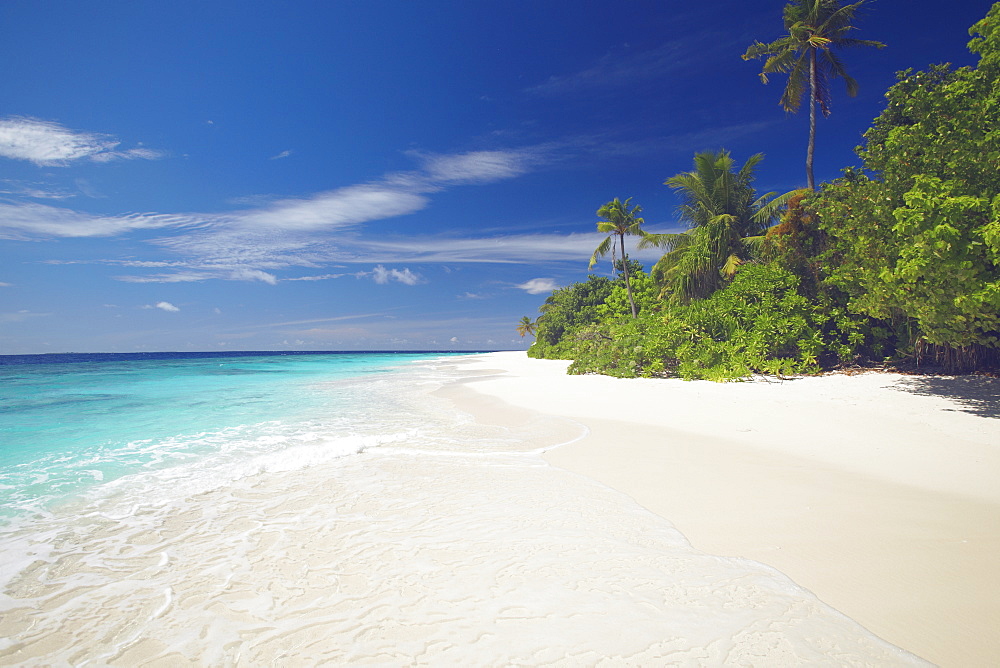 Tropical island and lagoon, Maldives, Indian Ocean, Asia