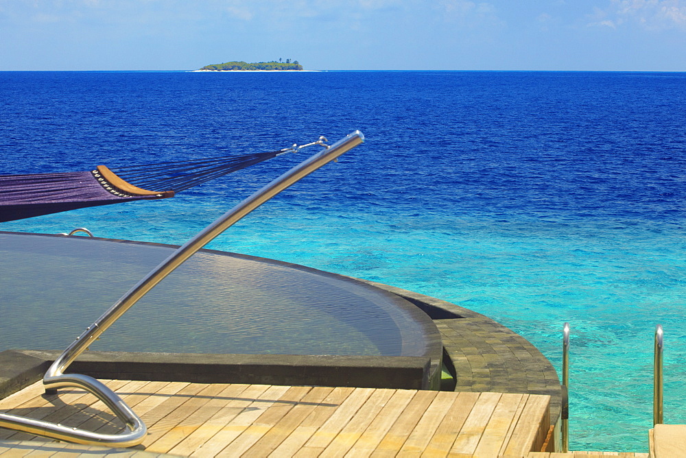 View from watervilla, Maldives, Indian Ocean, Asia